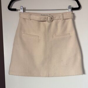 Women's Cream Skirt with Belt